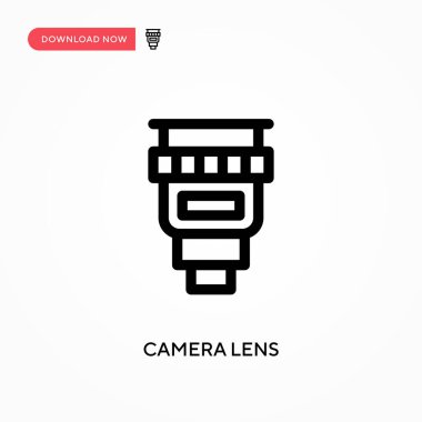 Kamera merceği basit vektör simgesi. Web sitesi veya mobil uygulama için modern, basit düz vektör çizimi