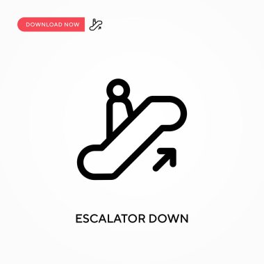 Yürüyen merdiven, basit vektör simgesinden aşağı. Web sitesi veya mobil uygulama için modern, basit düz vektör çizimi