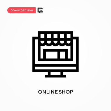 Çevrimiçi dükkan Basit vektör simgesi. Web sitesi veya mobil uygulama için modern, basit düz vektör çizimi