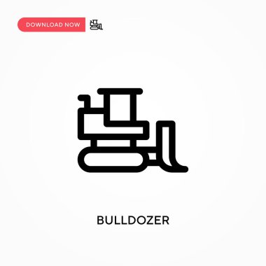 Buldozer basit vektör simgesi. Web sitesi veya mobil uygulama için modern, basit düz vektör çizimi