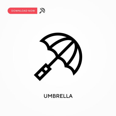 Şemsiye Basit vektör simgesi. Web sitesi veya mobil uygulama için modern, basit düz vektör çizimi
