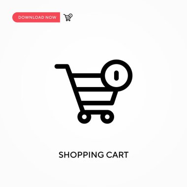 Alışveriş arabası basit vektör simgesi. Web sitesi veya mobil uygulama için modern, basit düz vektör çizimi