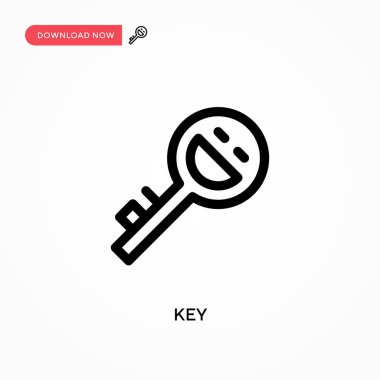 Anahtar Basit vektör simgesi. Web sitesi veya mobil uygulama için modern, basit düz vektör çizimi