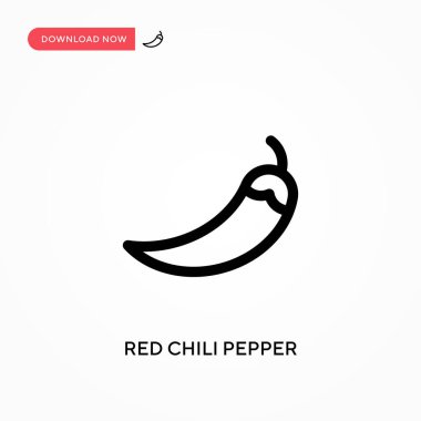 Kırmızı biberli basit vektör ikonu. Web sitesi veya mobil uygulama için modern, basit düz vektör çizimi
