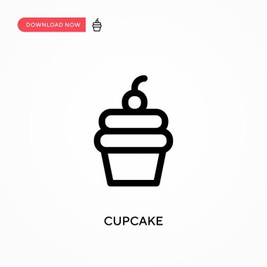 Cupcake Basit vektör simgesi. Web sitesi veya mobil uygulama için modern, basit düz vektör çizimi