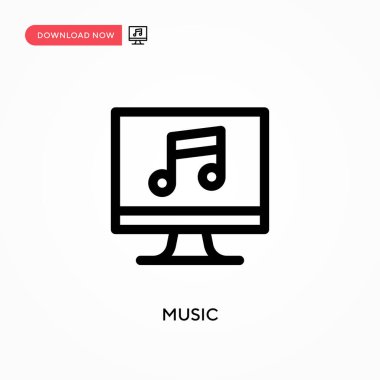 Müzik basit vektör simgesi. Web sitesi veya mobil uygulama için modern, basit düz vektör çizimi