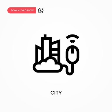 Şehir basit vektör simgesi. Web sitesi veya mobil uygulama için modern, basit düz vektör çizimi