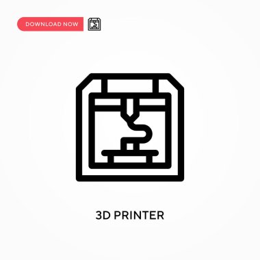 3d yazıcı Basit vektör simgesi. Web sitesi veya mobil uygulama için modern, basit düz vektör çizimi