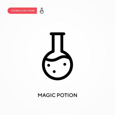 Sihirli iksir Basit vektör ikonu. Web sitesi veya mobil uygulama için modern, basit düz vektör çizimi