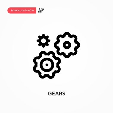 Dişliler basit vektör simgesi. Web sitesi veya mobil uygulama için modern, basit düz vektör çizimi