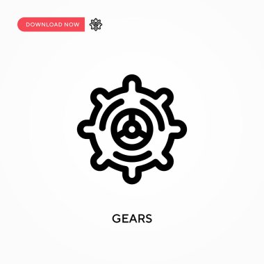 Dişliler basit vektör simgesi. Web sitesi veya mobil uygulama için modern, basit düz vektör çizimi