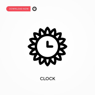 Saat Basit vektör simgesi. Web sitesi veya mobil uygulama için modern, basit düz vektör çizimi