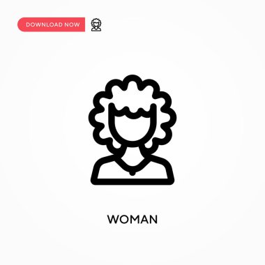 Kadın basit vektör simgesi. Web sitesi veya mobil uygulama için modern, basit düz vektör çizimi