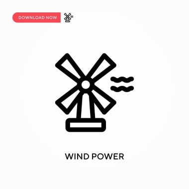 Rüzgâr gücü basit vektör simgesi. Web sitesi veya mobil uygulama için modern, basit düz vektör çizimi