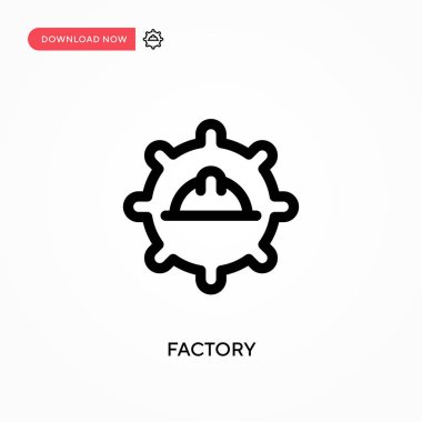 Fabrika Basit vektör simgesi. Web sitesi veya mobil uygulama için modern, basit düz vektör çizimi