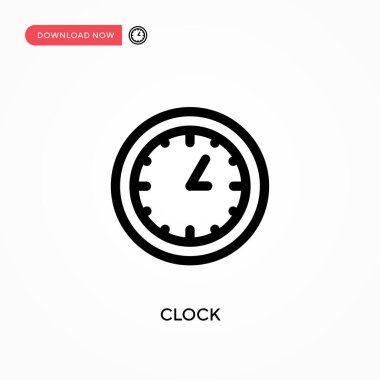 Saat Basit vektör simgesi. Web sitesi veya mobil uygulama için modern, basit düz vektör çizimi