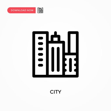 Şehir basit vektör simgesi. Web sitesi veya mobil uygulama için modern, basit düz vektör çizimi