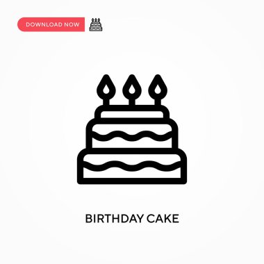 Doğum günü pastası basit vektör simgesi. Web sitesi veya mobil uygulama için modern, basit düz vektör çizimi