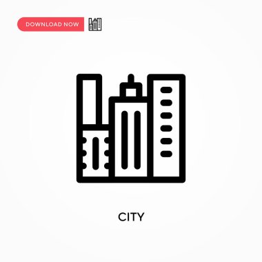 Şehir basit vektör simgesi. Web sitesi veya mobil uygulama için modern, basit düz vektör çizimi