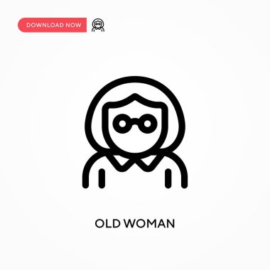 Yaşlı kadın basit vektör ikonu. Web sitesi veya mobil uygulama için modern, basit düz vektör çizimi