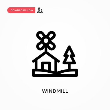 Windmill Basit vektör simgesi. Web sitesi veya mobil uygulama için modern, basit düz vektör çizimi