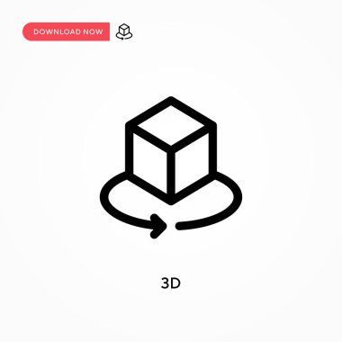 3d basit vektör simgesi. Web sitesi veya mobil uygulama için modern, basit düz vektör çizimi