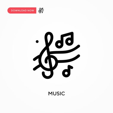 Müzik basit vektör simgesi. Web sitesi veya mobil uygulama için modern, basit düz vektör çizimi
