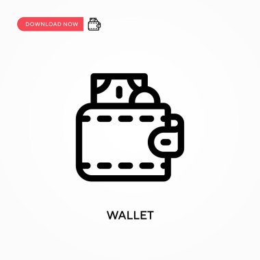 Cüzdan Basit vektör simgesi. Web sitesi veya mobil uygulama için modern, basit düz vektör çizimi