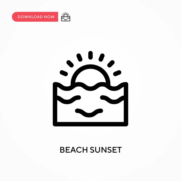 Beach Sunset Jednoduchá Vektorová Ikona Moderní Jednoduchá Plochá Vektorová Ilustrace — Stockový vektor