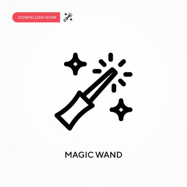 Sihirli değnek basit vektör simgesi. Web sitesi veya mobil uygulama için modern, basit düz vektör çizimi