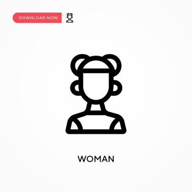 Kadın basit vektör simgesi. Web sitesi veya mobil uygulama için modern, basit düz vektör çizimi
