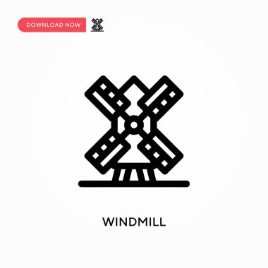 Windmill Basit vektör simgesi. Web sitesi veya mobil uygulama için modern, basit düz vektör çizimi