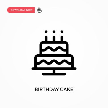 Doğum günü pastası basit vektör simgesi. Web sitesi veya mobil uygulama için modern, basit düz vektör çizimi