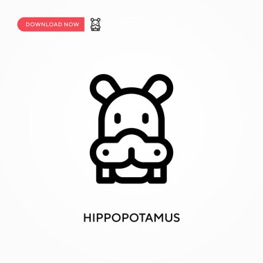 Hippopotamus Basit vektör simgesi. Web sitesi veya mobil uygulama için modern, basit düz vektör çizimi