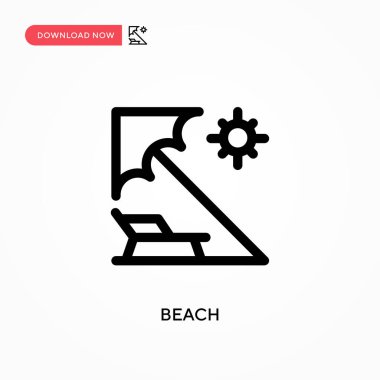 Plaj basit vektör simgesi. Web sitesi veya mobil uygulama için modern, basit düz vektör çizimi