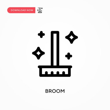 Broom Basit vektör simgesi. Web sitesi veya mobil uygulama için modern, basit düz vektör çizimi