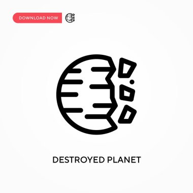 Yok edilen gezegen basit vektör ikonu. Web sitesi veya mobil uygulama için modern, basit düz vektör çizimi