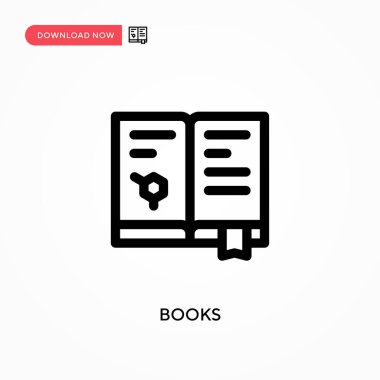 Kitaplar basit vektör simgesi. Web sitesi veya mobil uygulama için modern, basit düz vektör çizimi