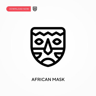 Afrika maskesi basit vektör simgesi. Web sitesi veya mobil uygulama için modern, basit düz vektör çizimi