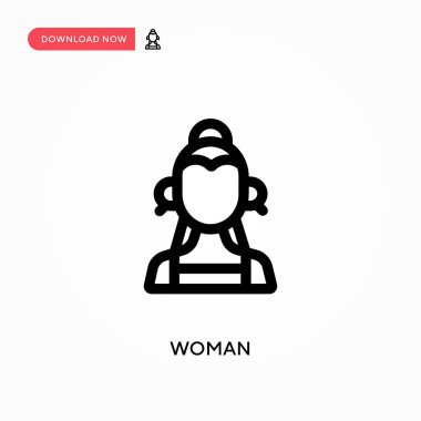 Kadın basit vektör simgesi. Web sitesi veya mobil uygulama için modern, basit düz vektör çizimi