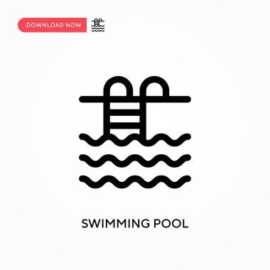 Yüzme havuzu basit vektör simgesi. Web sitesi veya mobil uygulama için modern, basit düz vektör çizimi