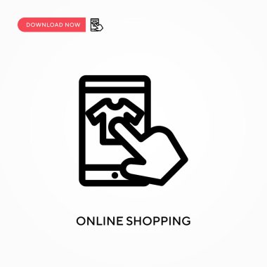 Çevrimiçi alışveriş basit vektör simgesi. Web sitesi veya mobil uygulama için modern, basit düz vektör çizimi