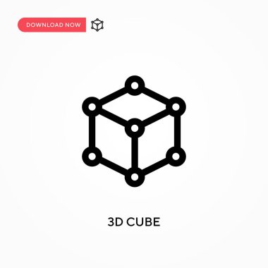 3d küp basit vektör simgesi. Web sitesi veya mobil uygulama için modern, basit düz vektör çizimi