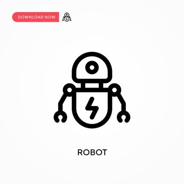 Robot Basit vektör simgesi. Web sitesi veya mobil uygulama için modern, basit düz vektör çizimi