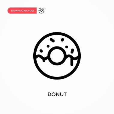 Donut Basit vektör simgesi. Web sitesi veya mobil uygulama için modern, basit düz vektör çizimi
