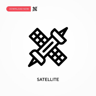 Uydu Basit vektör simgesi. Web sitesi veya mobil uygulama için modern, basit düz vektör çizimi