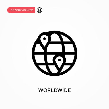 Dünya çapında basit vektör simgesi. Web sitesi veya mobil uygulama için modern, basit düz vektör çizimi