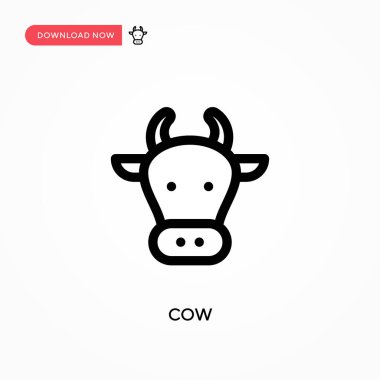 Basit İnek vektör simgesi. Web sitesi veya mobil uygulama için modern, basit düz vektör çizimi