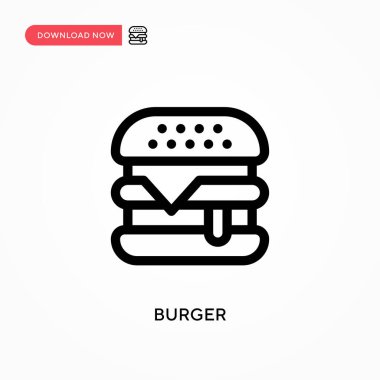 Burger Basit vektör simgesi. Web sitesi veya mobil uygulama için modern, basit düz vektör çizimi