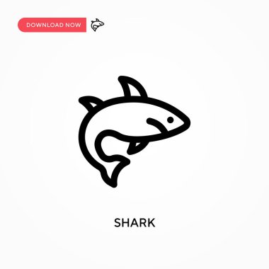 Köpek balığı basit vektör simgesi. Web sitesi veya mobil uygulama için modern, basit düz vektör çizimi